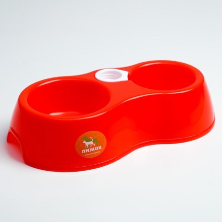 Double round bowl, 27 x 16 x 6.5 cm, red
