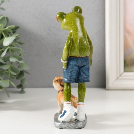 Souvenir Polystone Lac "Frog - Walk with the Dog" 16.5x9x4.5 cm-2