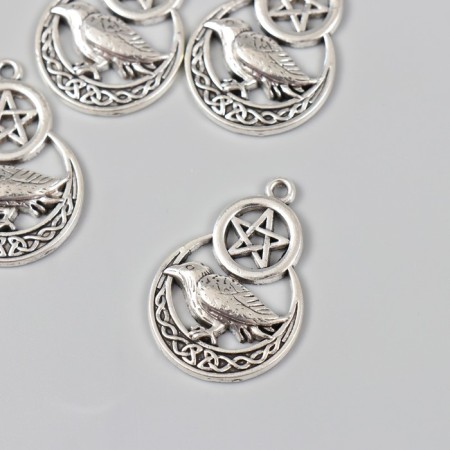 Decor for creativity Metal "Raven in the month" silver 3.3x2.3 cm