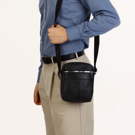 Male bag with lightning, black color-5