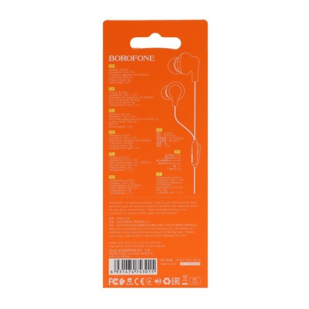 Headphones Borofone BM59 Collar, vacuum, microphone, jack 3.5 mm, cable 1.2 m, white-4