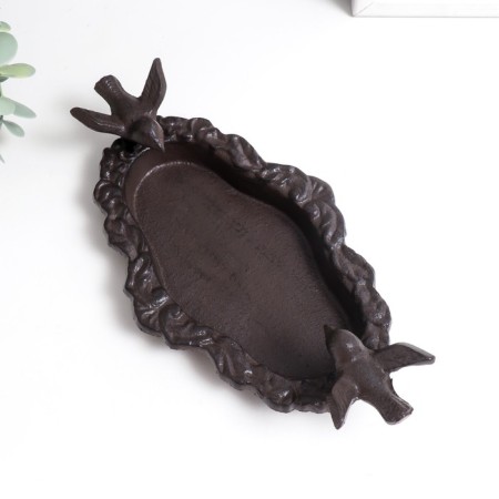 Souvenir cast iron stand "Birds on the dish" 5x13x25 cm-3