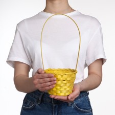 Wicker basket, bamboo, yellow, (cylinder)