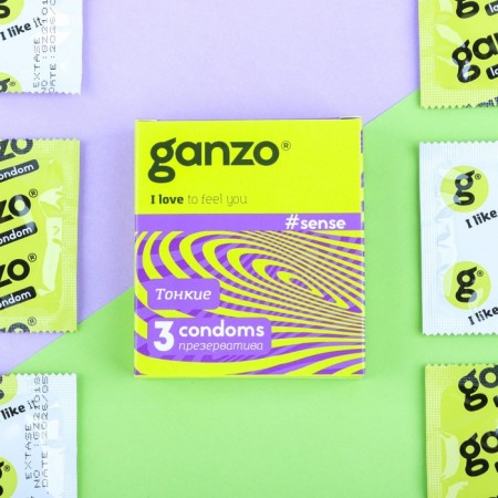 Ganzo condoms, thin, 3 pcs.