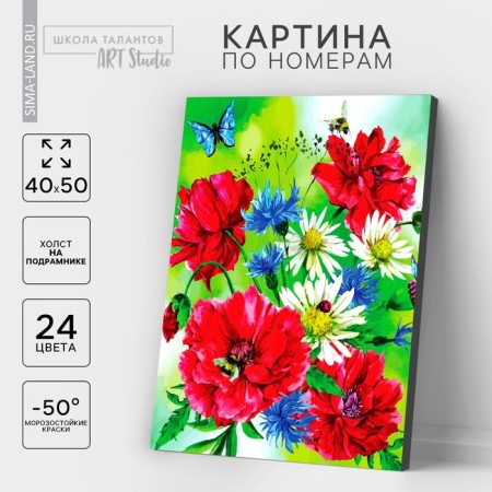 Picture on numbers on a canvas with a subframe of Maki, 40 x 50 cm