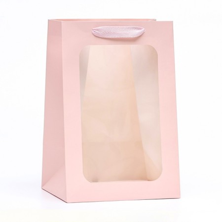 Gift package, with a window, 30 x 20 x 16 cm, pink-1
