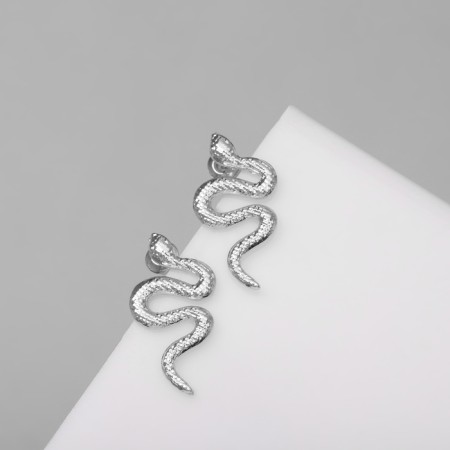 Earrings Metal "Snake" Uroboros Mini, Color Silver