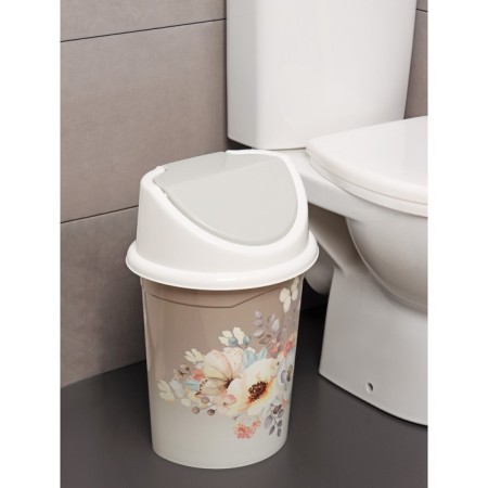 Garbage bucket with a mobile lid Violet "Watercolor", 14 liters-5