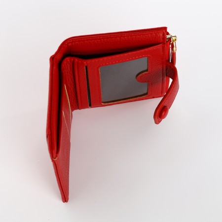 Women's wallet on the button, red color-4