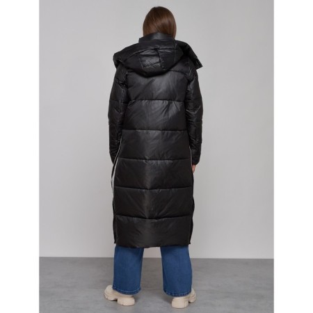 Coat insulated winter female, size 44, black color-3