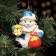 Fir -tree porcelain toy "Santa Claus with a clock", blue fur coat, 8 cm