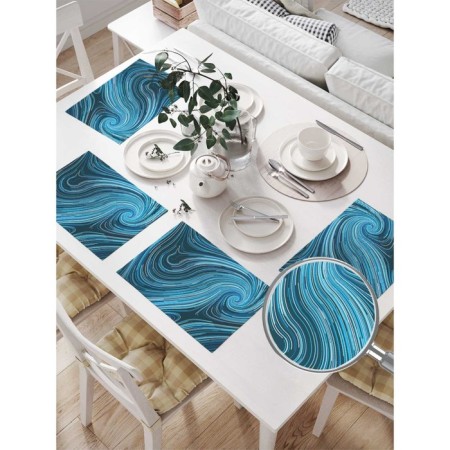 A set of napkins for setting the table "Blue vortex", rectangular, size 32x46 cm, 4 pcs-1