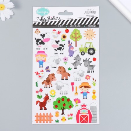 Plastic sticker "Animals in the tropics/on a farm" with sparkles 14x25 cm-3