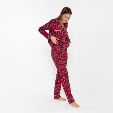 Homemade female set (fufaika/trousers), red color, size 52-6