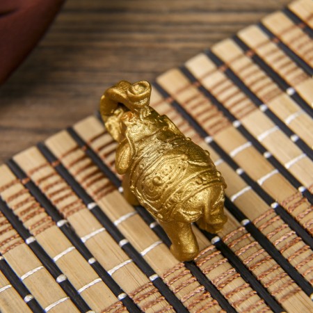 NECSK Polystone "Golden Elephants" set of 6 pcs 3x3.5x1.7 cm-6