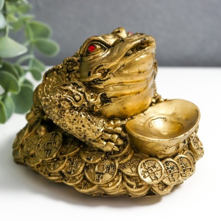NECK Polystone for bronze "Cash toad on coins and gold ingots" 7.5x9x11 cm-6