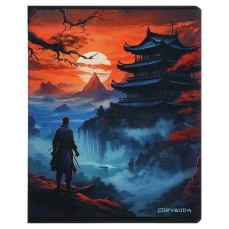 Notebook of 48 sheets in a cage on a clip "Samurai", cover coated cardboard, twin-fluid, UF-flus, OFSET block, mix-3