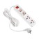 Extension cord Luazon Lighting, 2 euros+2 univ., 3 m, 2200 W, 2x0.5 mm2, with off., White