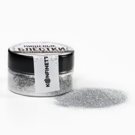 Food sparkles with a small fraction are light silver for cupcakes, cakes and drinks, 5 g.-3