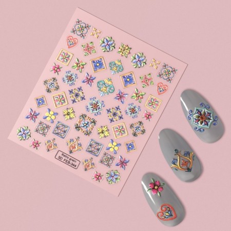 Nail stickers "openwork", voluminous, multi -colored