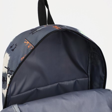 Young backpack from textiles with lightning, 5 pockets, beige/green color-3