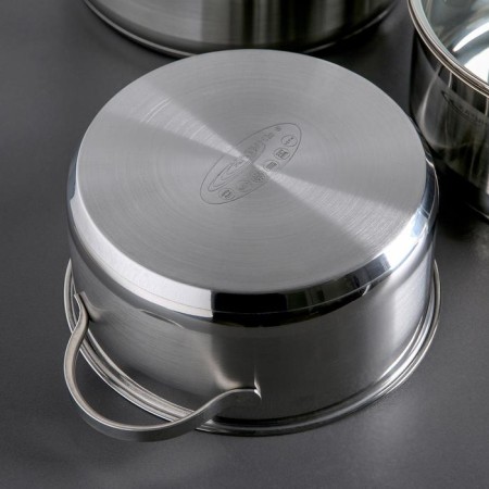 Set of pan "Alta", 3 subjects: 3.2 l, 4.2 l, 5.2 l, glass covers, induction-2