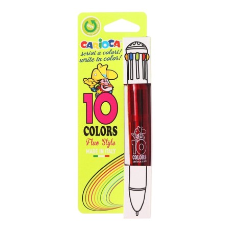 Automatic ball pen, 10 colors, "Carioca" "FLUO", Node 1.0 mm, fluorescent palette, mix-4