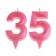 Candle in the cake anniversary "line" (set 2 in 1), number 35 /53, pink metallic, 6.5 cm