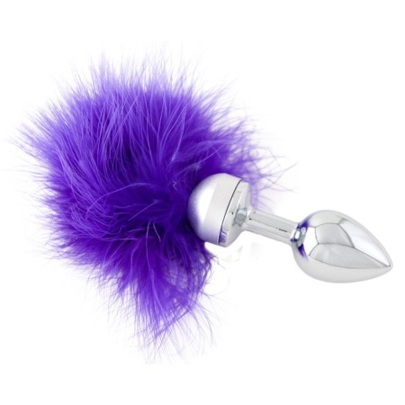 Anal sleeve Metal by Toyfa with a purple edge, 17 cm, d = 2.9 cm, 165 g, silver color 77720