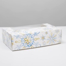Box for eclairs with inserts - 5 pcs “Snowflakes”, 25.2 x 15 x 7 cm, New Year