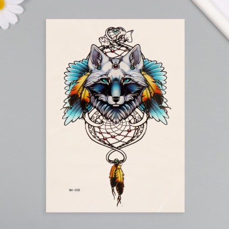 Tattoo on the body color "Wolf - Keeper of Dreams" 26.1x14.6 cm-1