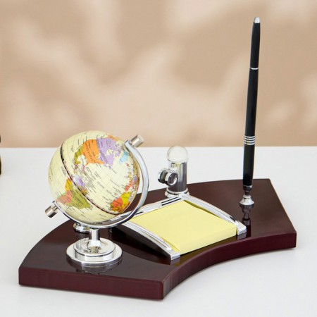 Set of a desktop 4V1 with a business card holder, 18x35 cm, red tree-2