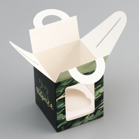 Box for 1 cupcake, "camouflage", 9.2 x 9.2 x 11.1 cm, confectionery packaging-3
