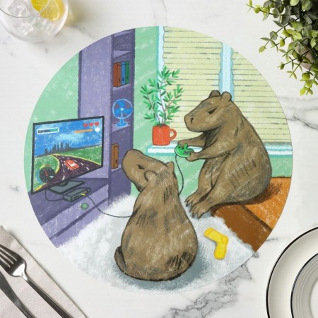 A set of napkins of serving kitchen shares "Capybara Gamers", 2 pcs, desktop, d = 36 cm-3