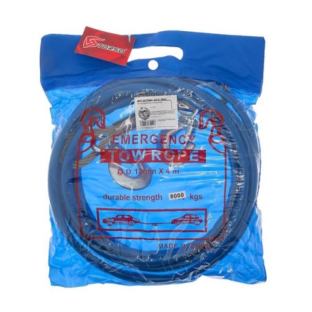 Torso towing cable, metal in PVC braid, 4m, 8 tons, 2 hooks-2