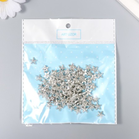 Decor for creativity plastic "Stars" silver set 100 pcs 1x1 cm-3