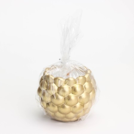 Candle "Shar" in the candlestick with convex spherical faces of gypsum, 8x7 cm, gold-3