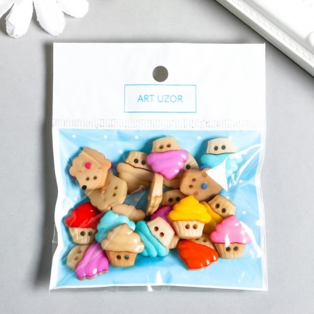 A set of buttons of decorative plastic "Capcakes" (set of 20 pcs) 1.6x1.7 cm-3
