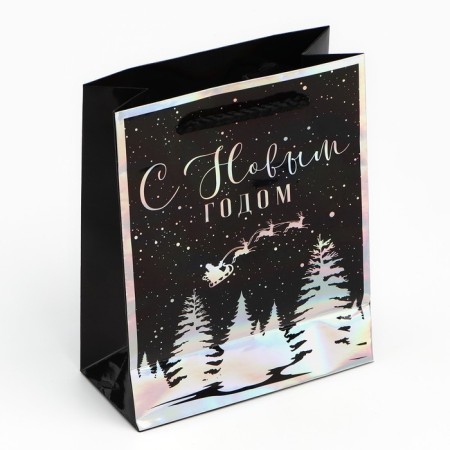 Package Holographic Vertical “Winter Forest”, S 12 x 15 x 5.5 cm, New Year-3