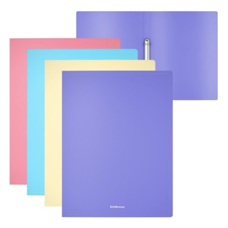 Folder on 2 rings A4, Erichkrause Matt Pastel, 24 mm, 600 μm, matte pastel, 4 types, mix