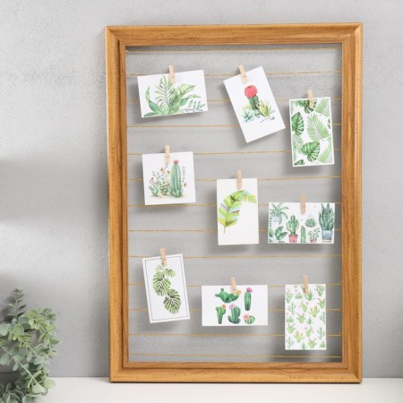 Photo frame plastic in 9 photos "Favorite room" with clothespins 70x50 cm