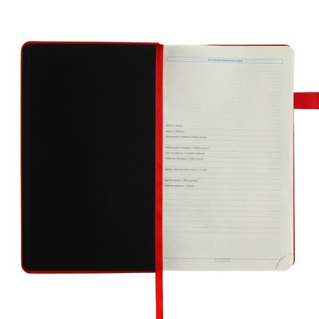 Diary of a low -up A5, 136 Premier sheets, solid cover, artificial leather, lies, magnetic refuge, beige block 70 g/m2, red-4