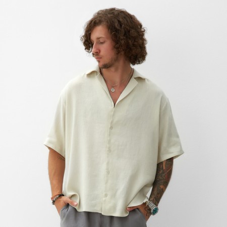 Men's shirt with short sleeve MIST R.50, milk