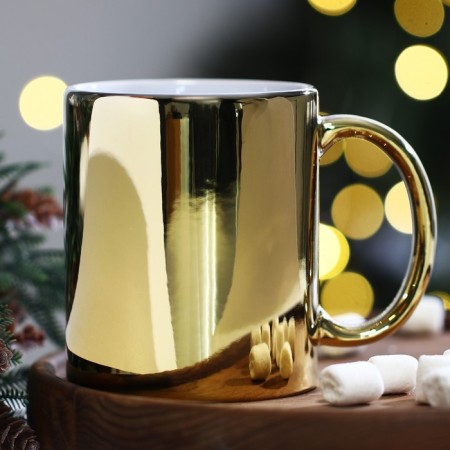 New Year's ceramic mug of heat and comfort, 330 ml, golden color-3