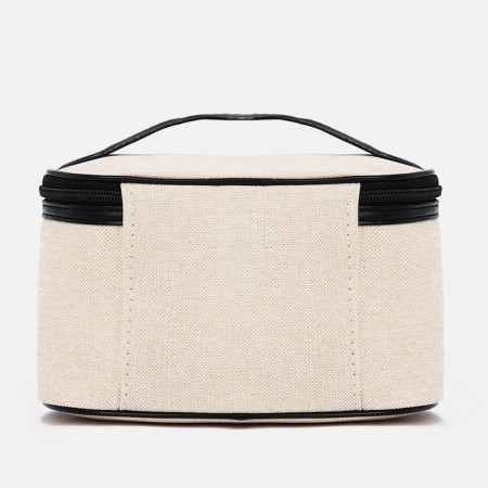 Cosmetic bag with a zipper, with a lining, beige color-1