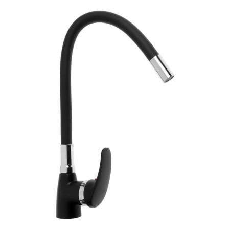 Kitchen mixer Zein Z2230, flexible silicone spout, cartridge ceramics 40 mm, black-4