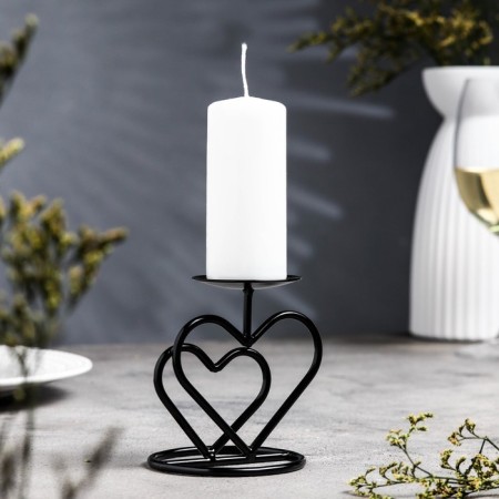Bener "Valentine 3" Metal per 1 candle, 10x10.7 cm, black