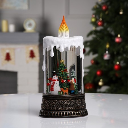 LED figure “Snow with a snowman” 12.3 × 24 × 8 cm, plastic, AAX3 batteries (not in the kit), USB, glow warm white-1