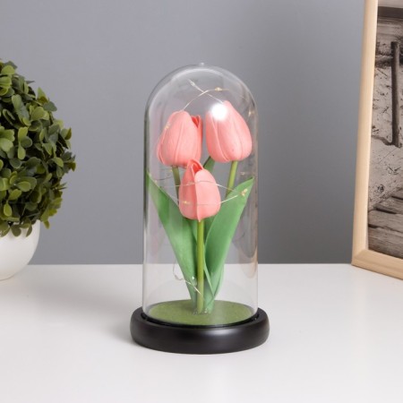 Nightlight "tulips" LED 3HAAA pink 10.5x10.5x22cm