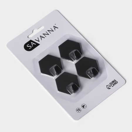 Set of metal self -adhesive hooks Savanna Black Loft Gear, 4 pcs, line 2 cm-5